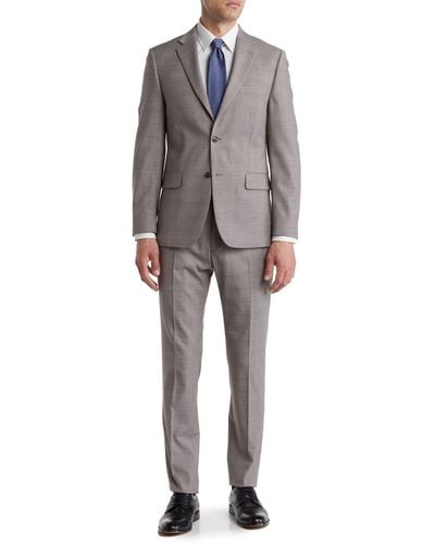 Tommy Hilfiger Classic Tan Notch Lapel Wool Blend Suit - Gray