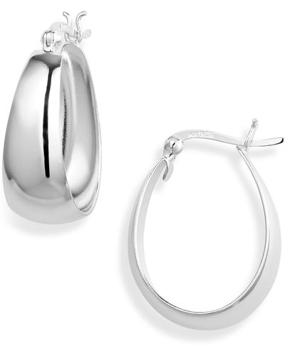 Argento Vivo Sterling Silver Wide Hoop Earrings - White