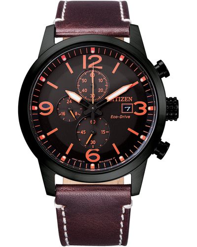 Citizen Eco-drive Leather Strap Watch - Black