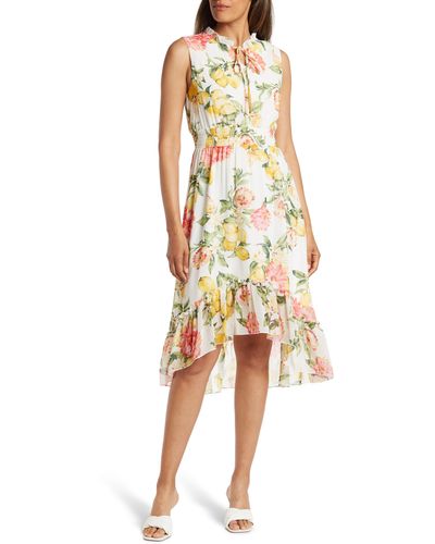 Love By Design Lavania Hi-low Maxi Dress In Lemon & Flowers At Nordstrom Rack - Multicolor