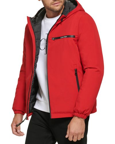 Calvin Klein Water Resistant Hooded Jacket - Red