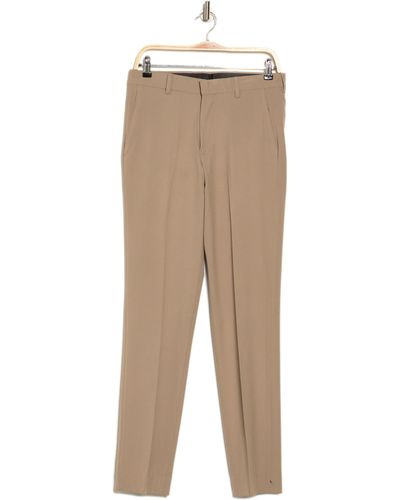 Berle Solid Flat Front Pants - Natural