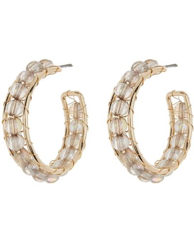 Melrose and Market Wire Wrap Bead Hoop Earrings - Metallic