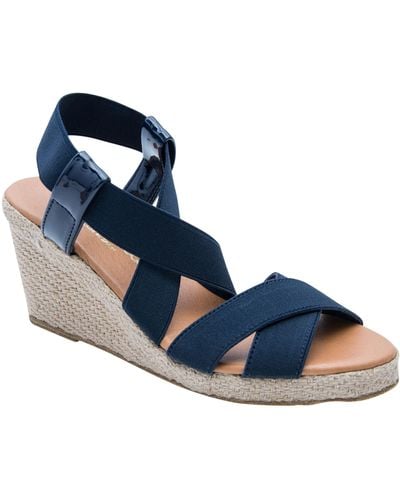 Andre Assous Wedged Strappy Sandal - Blue