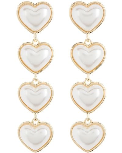 Tasha Imitation Pearl Heart Link Drop Earrings - White