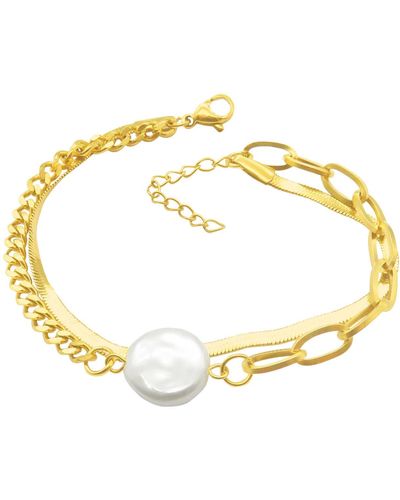 Adornia Water Resistant Mixed Chain Cultured Pearl Bracelet - Yellow