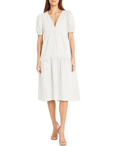 DONNA MORGAN FOR MAGGY Solid Cotton Midi Dress - White