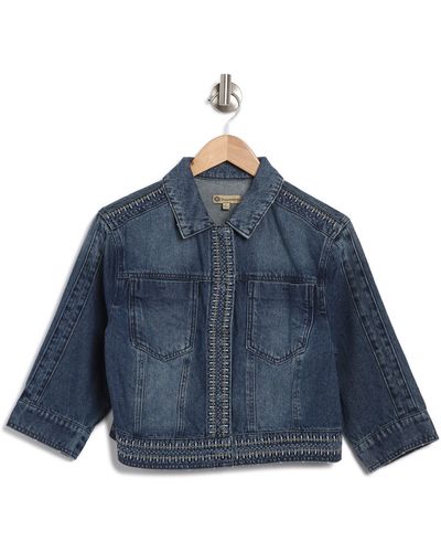 Democracy Embroidered Jean Jacket - Blue