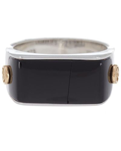 Effy Sterling Silver & 18k Yellow Gold Only Inlay Band Ring - Black