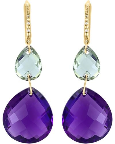 Effy 14k Rose Gold Lab-grown Quartz & Diamond Drop Earrings - Purple