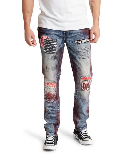 Rock Revival Jaser Distressed Slim Taper Jeans - Blue