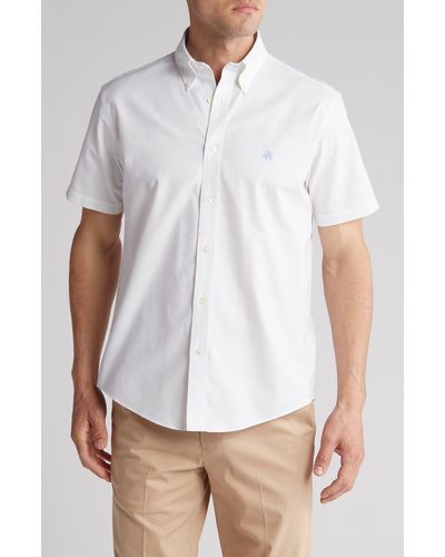 Brooks Brothers Regular Fit Oxford Stretch Short Sleeve Shirt - White