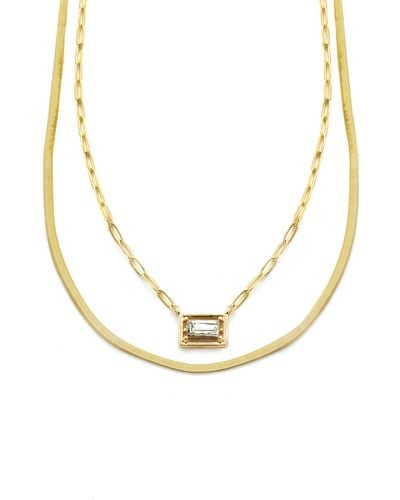 Panacea Crystal Layered Chain Necklace - Metallic