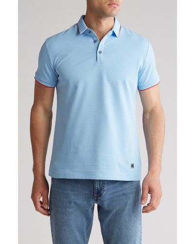 T.R. Premium Tipped Short Sleeve Knit Polo - Blue