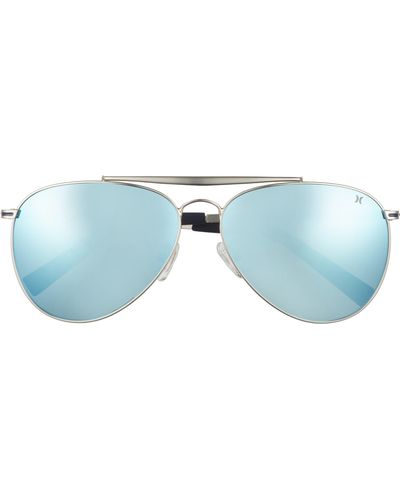 Hurley Shorebreak 60mm Polarized Aviator Sunglasses - Blue