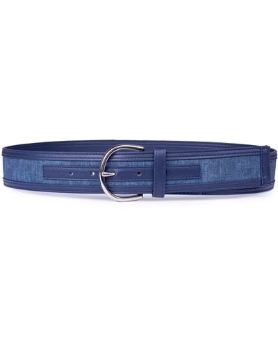 Linea Pelle Canvas Inset Belt - Blue