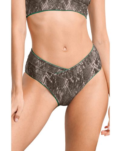 Maaji Forest Jannine Reversible Mid Rise Bikini Bottoms - Gray