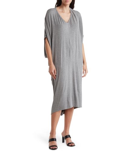 Go Couture Dolman Batwing Sleeve Midi Dress - Gray