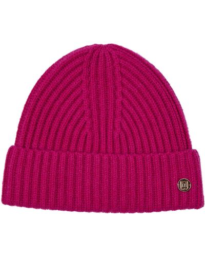 Bruno Magli Cashmere Ribbed Knit Beanie - Red