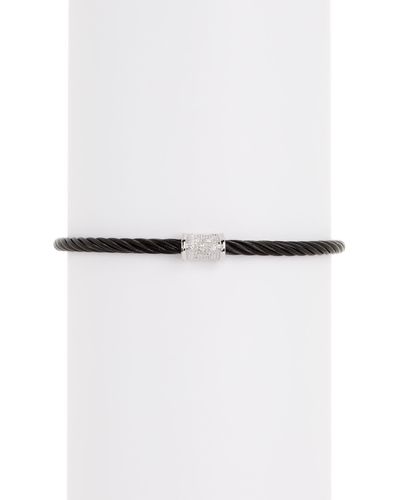 Alor 18k White Gold Stainless Steel Cable Diamond Bracelet - Black