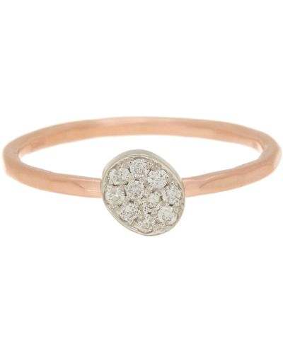 Meira T 14k Rose Gold Pavé Diamond Disc Ring - Pink