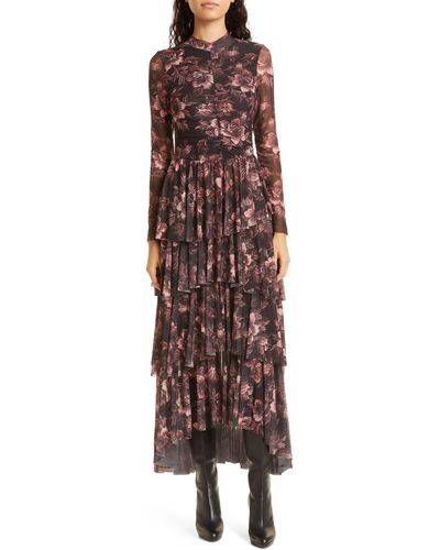 Ted Baker Janeti Tiered Long Sleeve Dress - Brown
