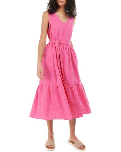 Barbour Sea Daisy Cotton Seersucker Dress - Pink