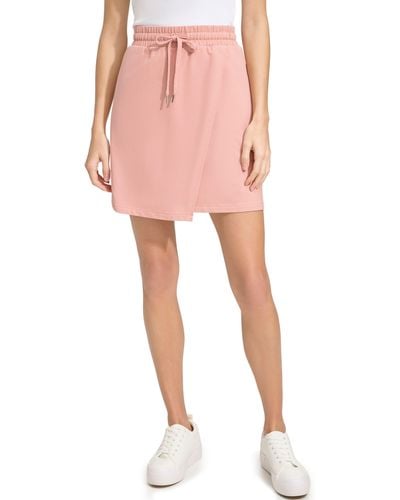 Andrew Marc Twill Faux Wrap Skirt - Pink