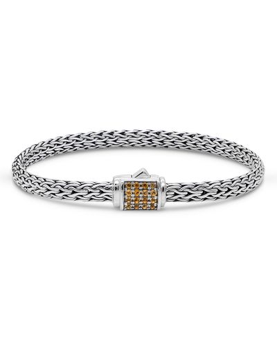 DEVATA Sterling Silver Semiprecious Stone Chain Bracelet - White
