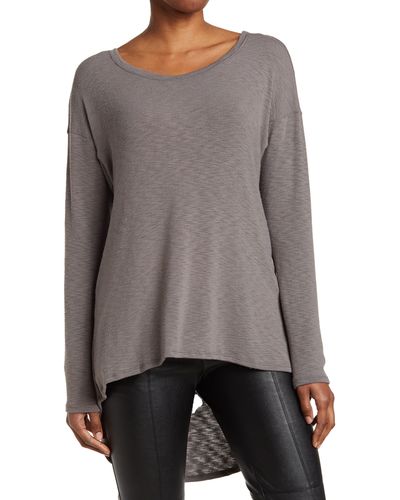 Go Couture Boatneck Hi-low Tunic Sweater - Gray