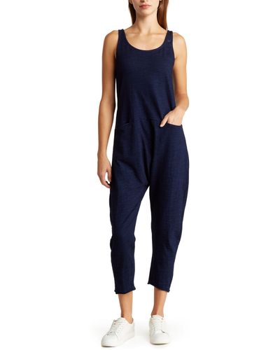 AG Jeans Abyl Sleeveless Crop Cotton Jumpsuit - Blue