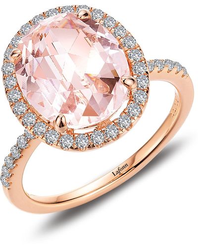 Lafonn Oval Simulated Morganite & Simulated Diamond Halo Ring - Pink