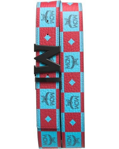 MCM Claus Checkerboard Belt - Red