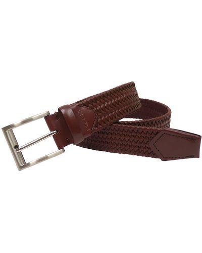 Boconi 35mm Stretch Leather Braid Belt - Brown