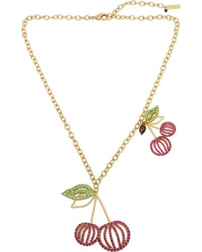 Kurt Geiger Crystal Cherry Pendant Necklace - Pink