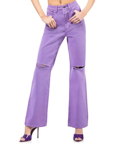 AFRM Oden Ripped High Waist Wide Leg Jeans - Purple