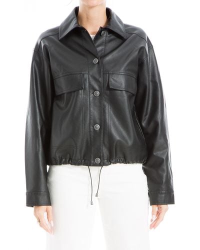 Max Studio Faux Leather Crop Jacket - Black