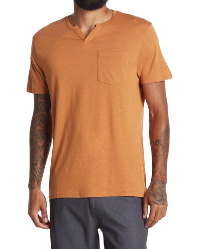 Xray Jeans Notch Neck Pocket T-shirt - Orange
