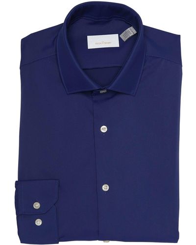 Perry Ellis Trim Fit Comfort Stretch Non-iron Dress Shirt - Blue
