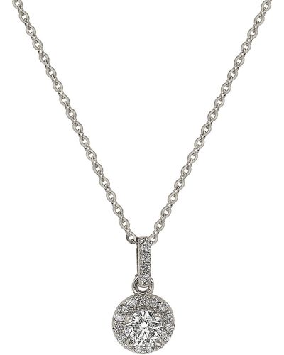 Suzy Levian Round Diamond Halo Pendant Necklace - White