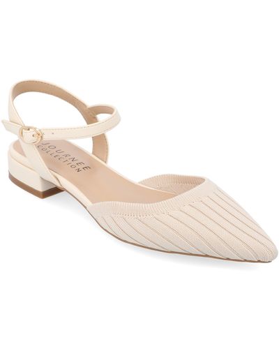 Journee Collection Ansley Ankle Strap Flat - Natural
