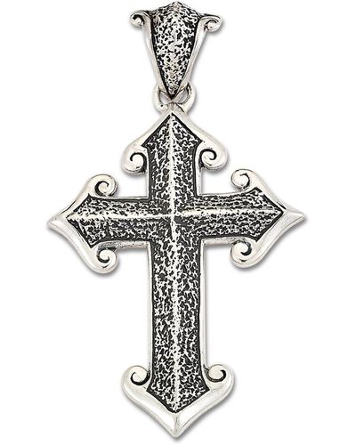 Samuel B. Sterling Silver Textured Cross Pendant - Metallic