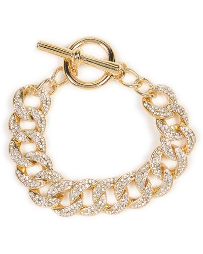 Tasha Pavé Crystal Curb Chain Toggle Bracelet - Metallic