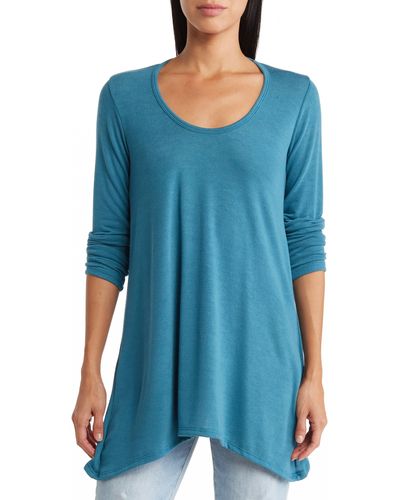 Go Couture Asymmetrical Swing Sweater - Blue