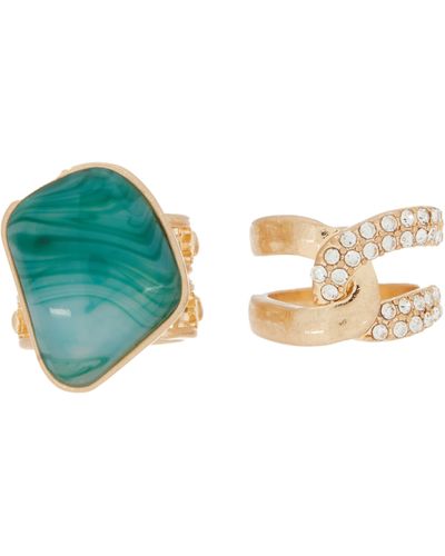 Melrose and Market 2-pack Assorted Stone & Crystal Rings - Blue