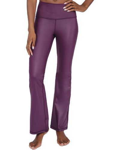 90 Degrees Faux Leather Yoga Pants - Purple