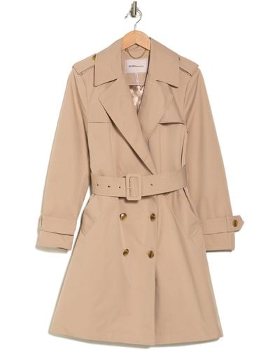 BCBGeneration Double Breasted Belted Flared Trench Coat - Natural
