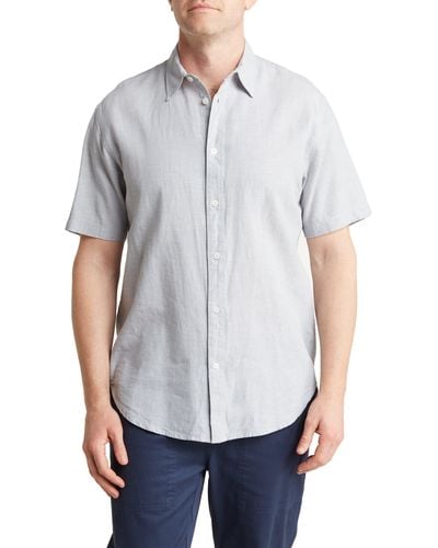 COASTAORO Key Largo Short Sleeve Linen Blend Button-up Shirt - Gray