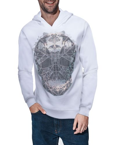 Xray Jeans Geometric Studded Graphic Hoodie - White