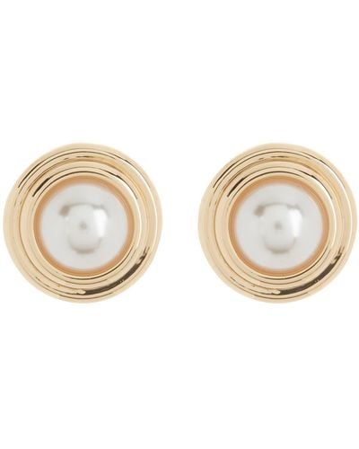 Anne Klein Imitation Pearl Button Stud Earrings - Natural